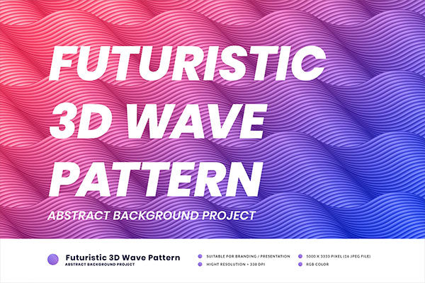 抽象未来波形线条背景素材 Futureristic 3D Wave Pattern