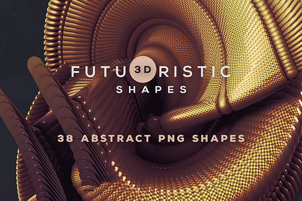 38个创意抽象3D科幻金属图形纹理素材 3D Abstract Shapes 16