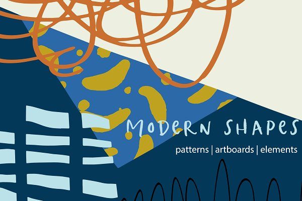 100多个抽象无缝隙矢量图形素材 Modern Shapes Patterns & Artboards