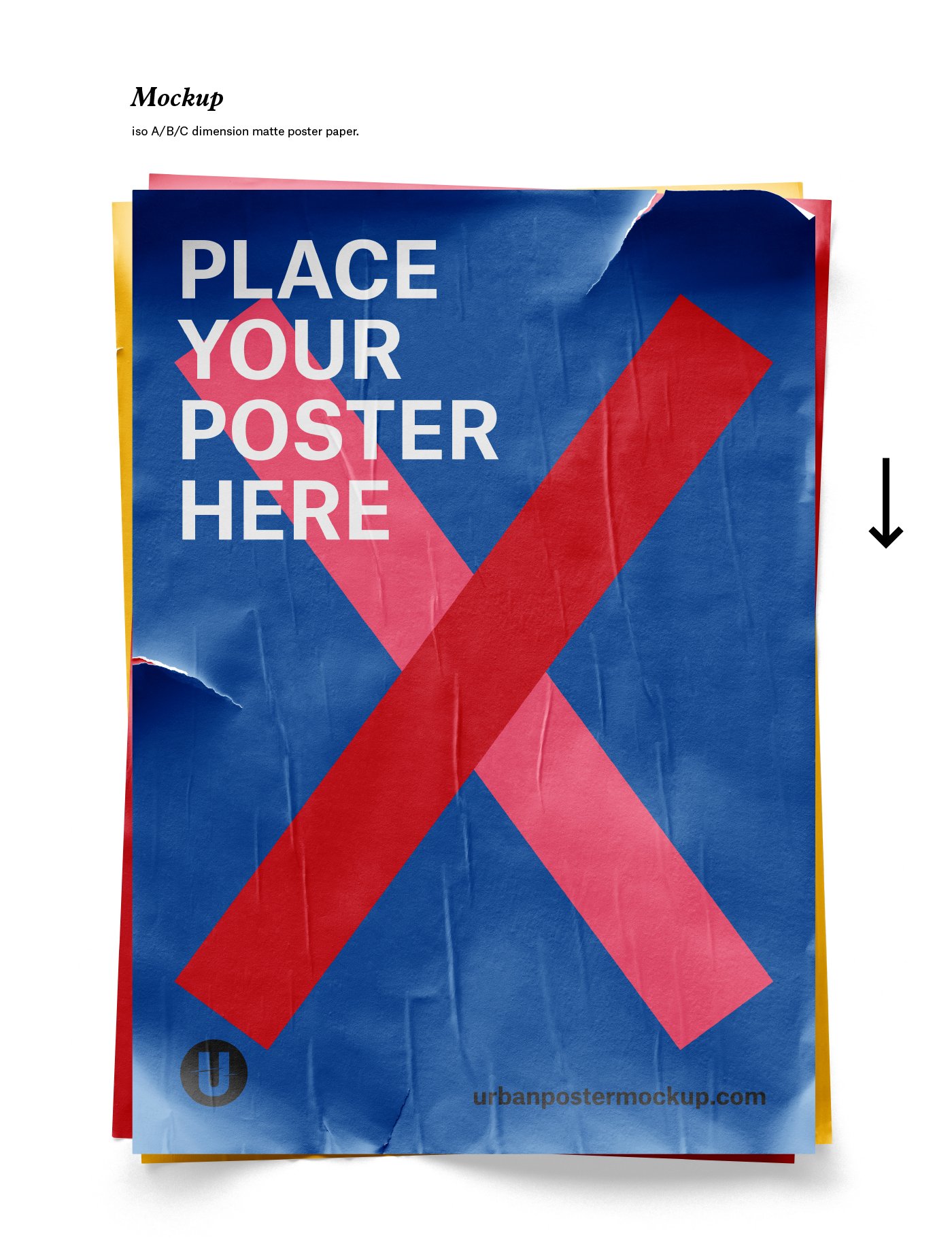 撕痕褶皱破损层叠海报样机 Overlaid Poster Mockup - 早道大咖