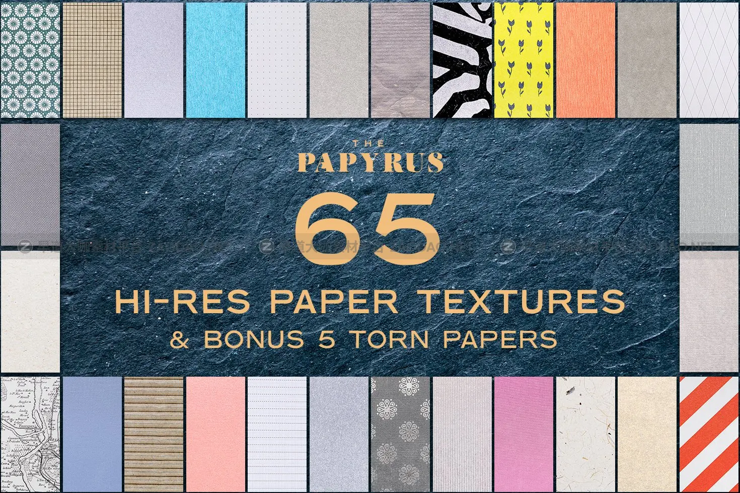 65款复古绘画莎草纸张纹理素材 The Papyrus – 65 Paper Textures插图1