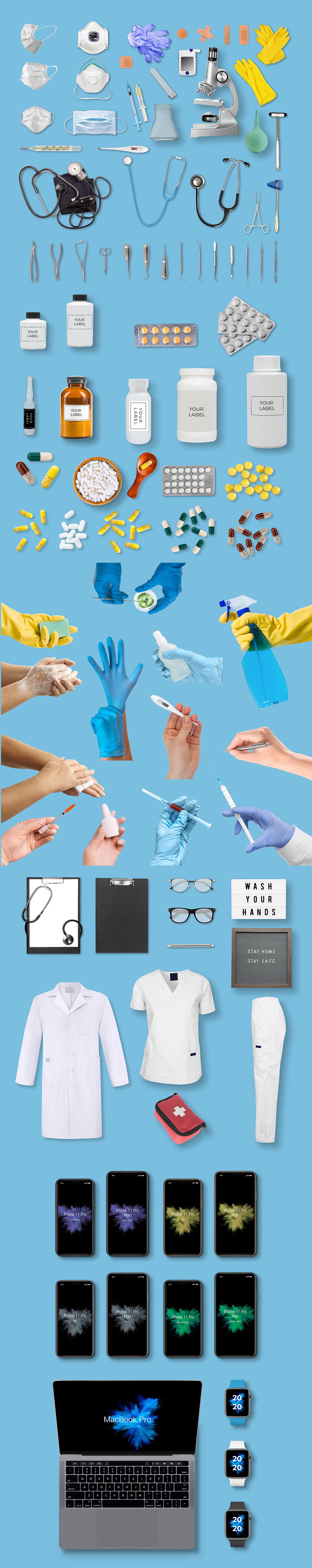 医疗品牌设计场景展示样机模板 AntiVirus – Medical Scene Generator插图2