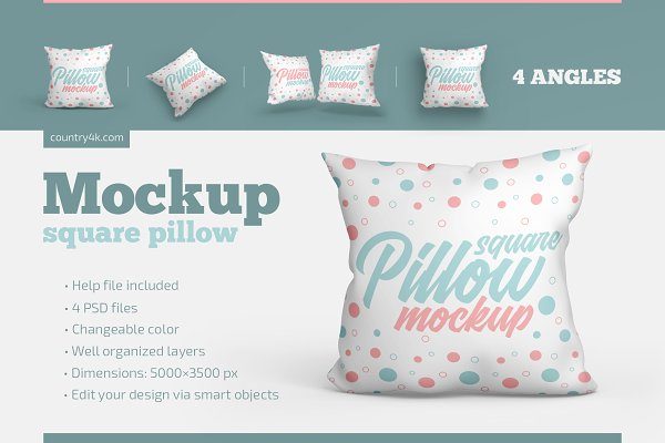 方形抱枕设计展示样机模板集 Square Pillow Mockup Set
