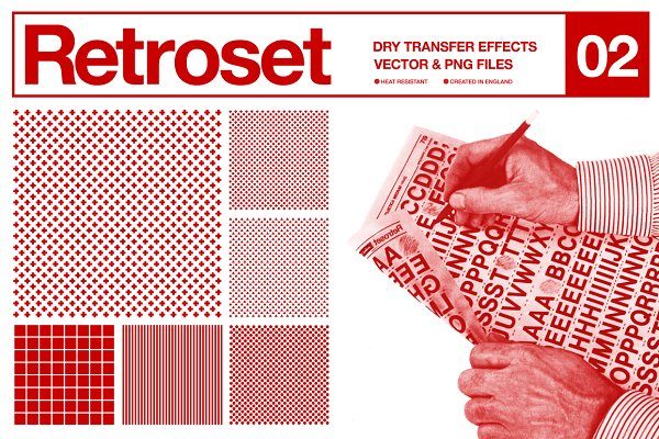 22款复古半色调点线网格背景纹理素材 Retroset 02 – Dry Transfer Effects