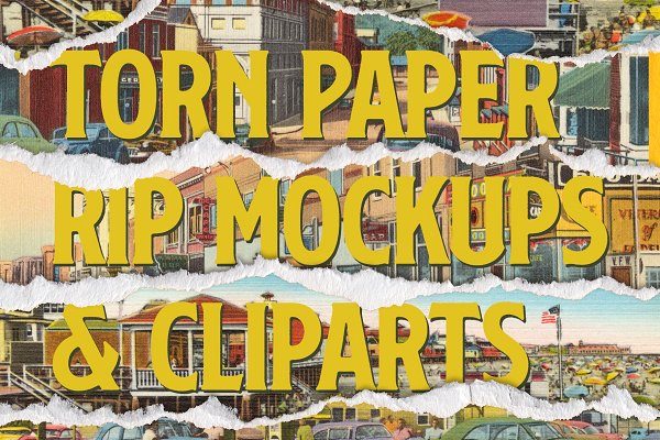 16款纸张撕碎效果样机模板 Torn Paper Cliparts & Mockups