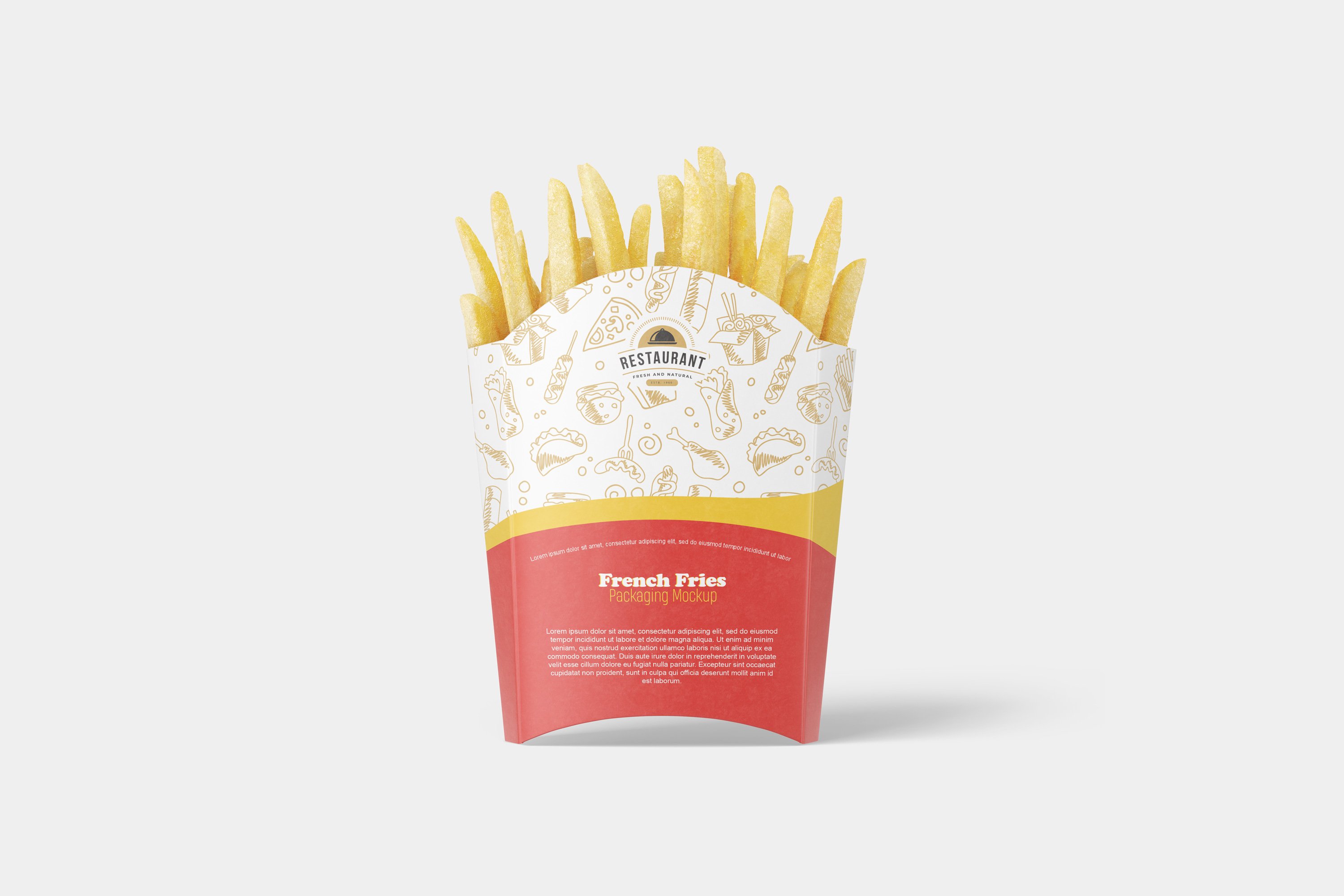 炸薯條包裝盒樣機模板frenchfriespackagingmockup