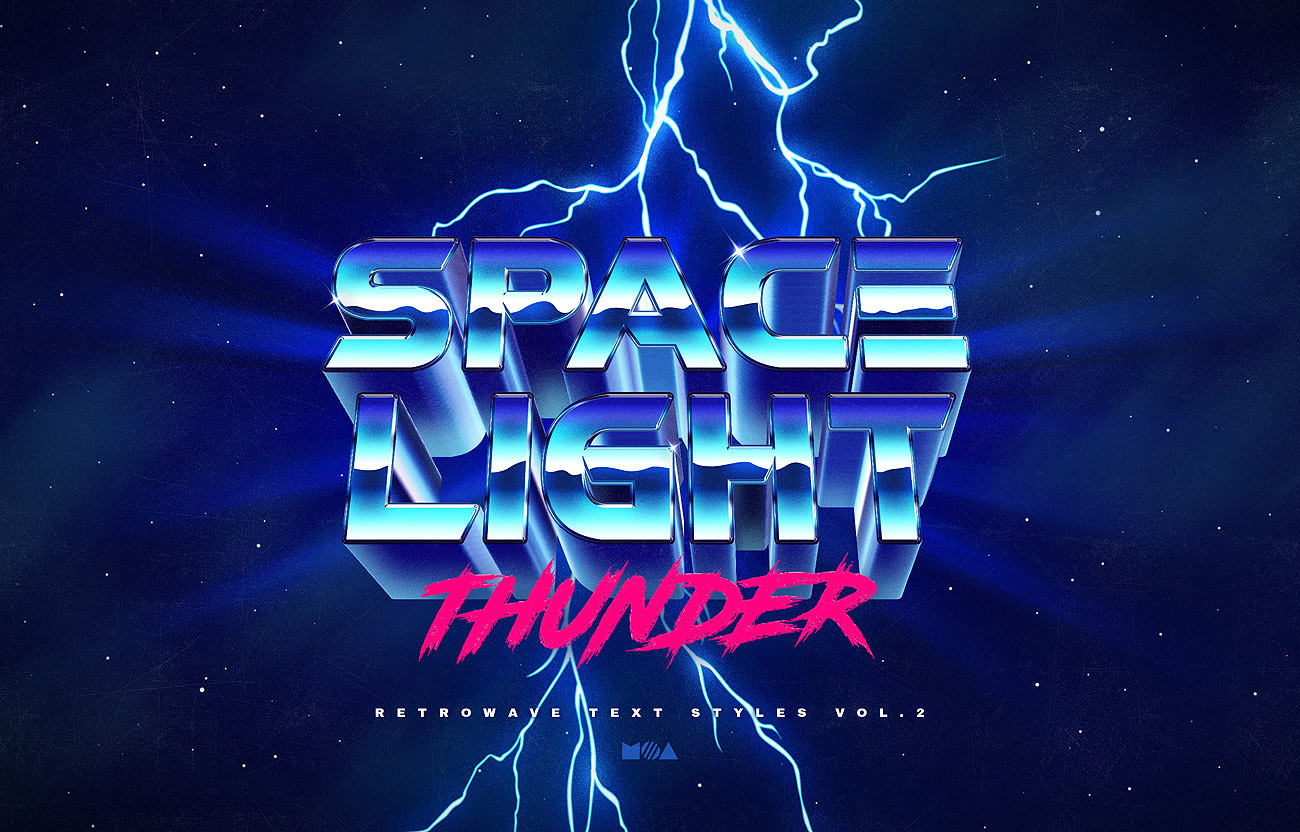10款80年代复古蒸汽波赛博朋克字体样式80sretrotexteffectsvol2