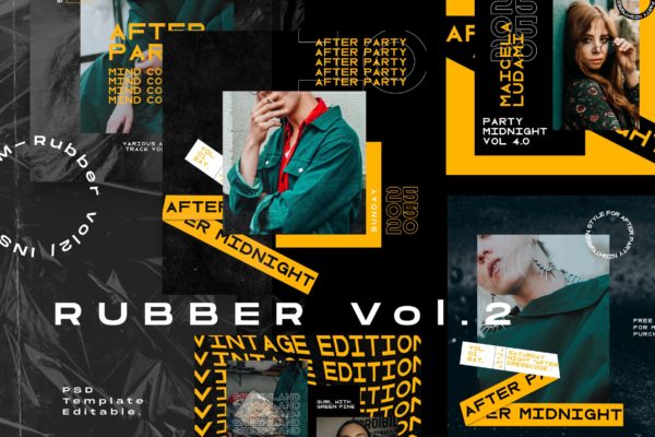 潮流品牌推广新媒体海报PSD模板 Rubber Vol.2 – Social Media Kit