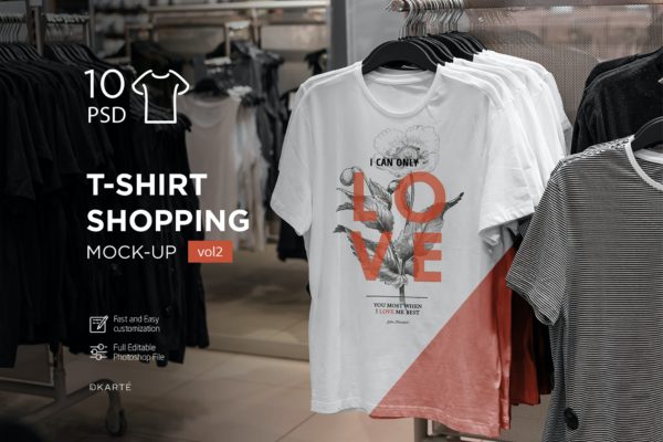10款T恤半袖衫PSD样机模板 T-Shirt Shopping Mockup Vol.2