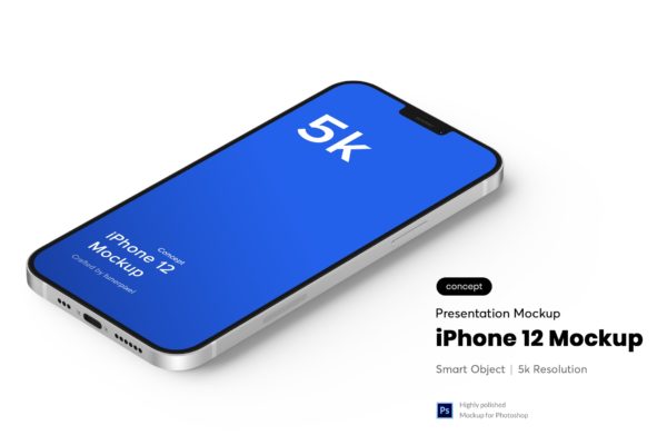 高品质APP设计iPhone 12手机屏幕展示样机 iPhone 12 Mockup 5.0 (Concept)