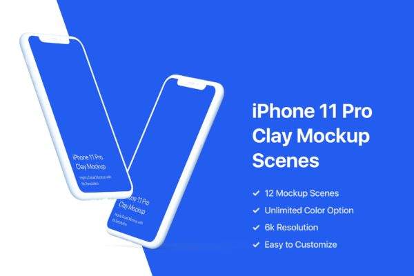 12款陶瓷iPhone 11手机屏幕样机 iPhone 11 Pro Mockup – Clay Mockup Pack