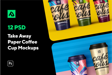 12款纸质咖啡杯样机模板集 Take Away Paper Coffee Cup Mockup Set