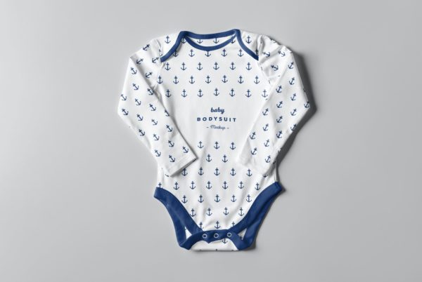 婴儿连体衣样机PSD模板 Baby Bodysuit Mockup 2