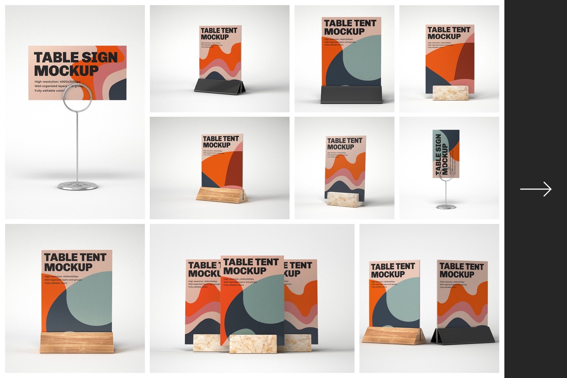 10款餐厅菜单展架PSD样机 Table Tent and Sign Mockup Set插图1
