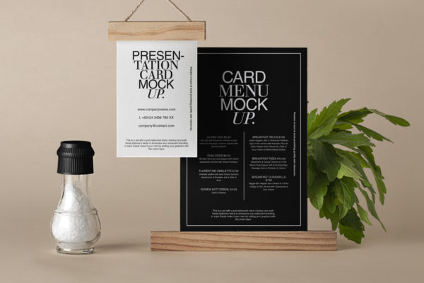 优雅餐厅菜单设计展示样机模板 Restaurant Psd Menu Mockup Set