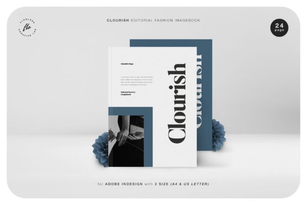 极简服装作品集画册设计INDD模板 CLOURISH Editorial Fashion Imagebook