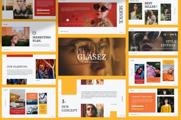 潮流企业介绍策划案演示文稿设计模板 Glasez Brand Keynote