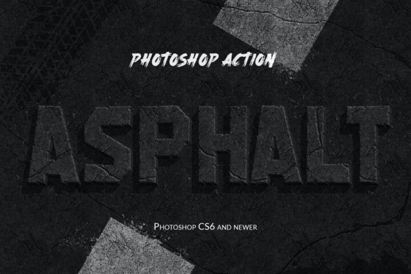 地面沥青石头文字处理效果PS动作 Asphalt – Photoshop Action