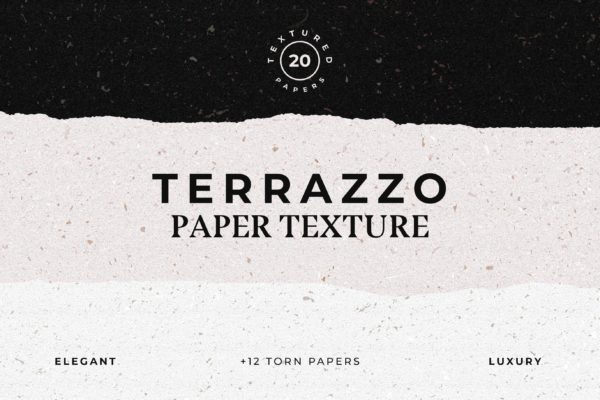 撕纸效果艺术纸背景纹理素材 Terrazzo Textured Paper Bundle