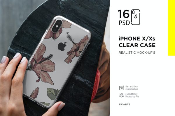 16款iPhone Xs手机壳印花设计展示样机模板 iPhone Xs Clear Case Mockup Vol.2