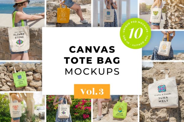 10款潮流帆布手提袋样机模板 Canvas Tote Bag Mockups Pack Vol. 3
