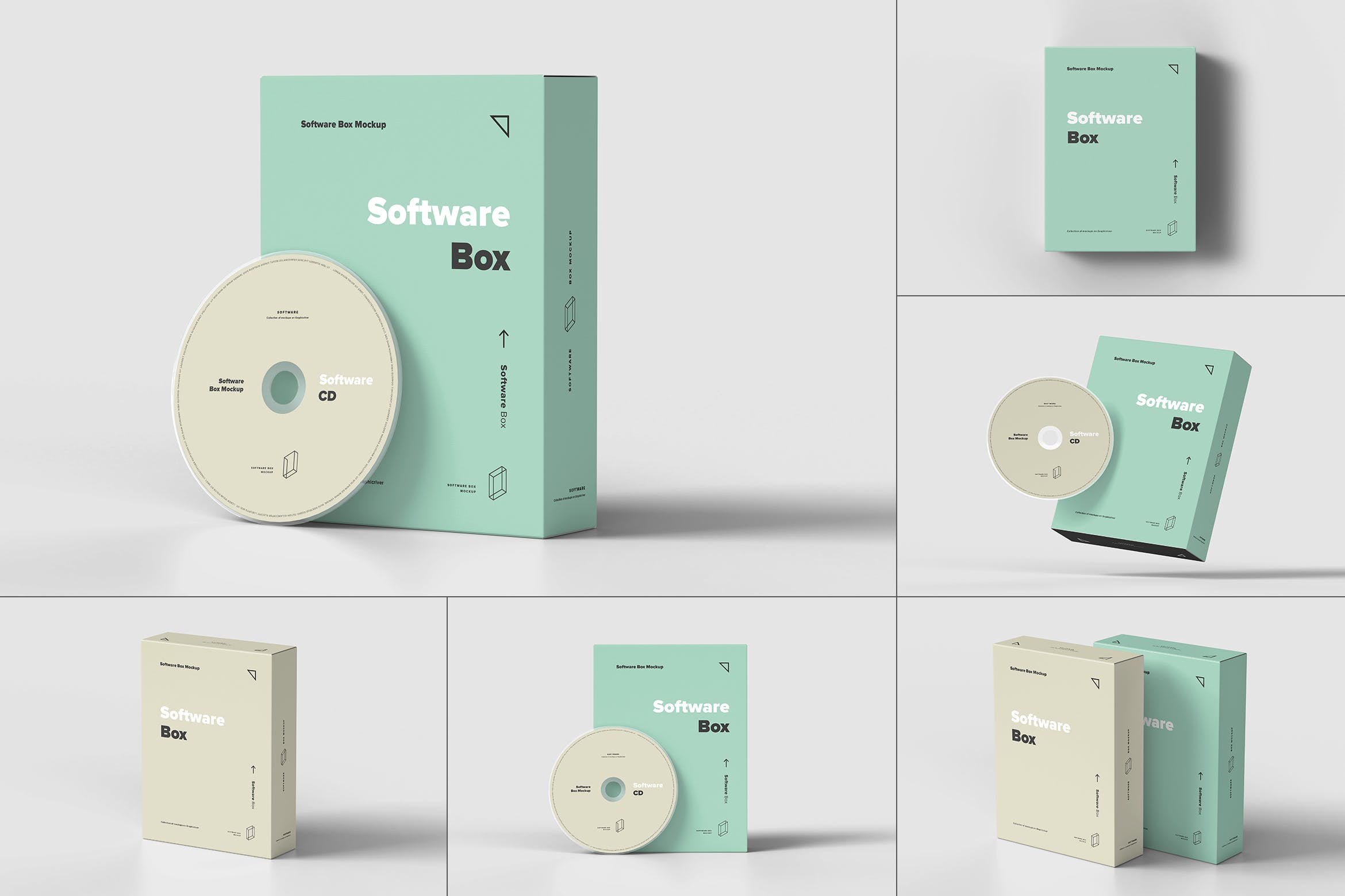 10款软件光盘cd包装盒样机模板 software box mockup 2