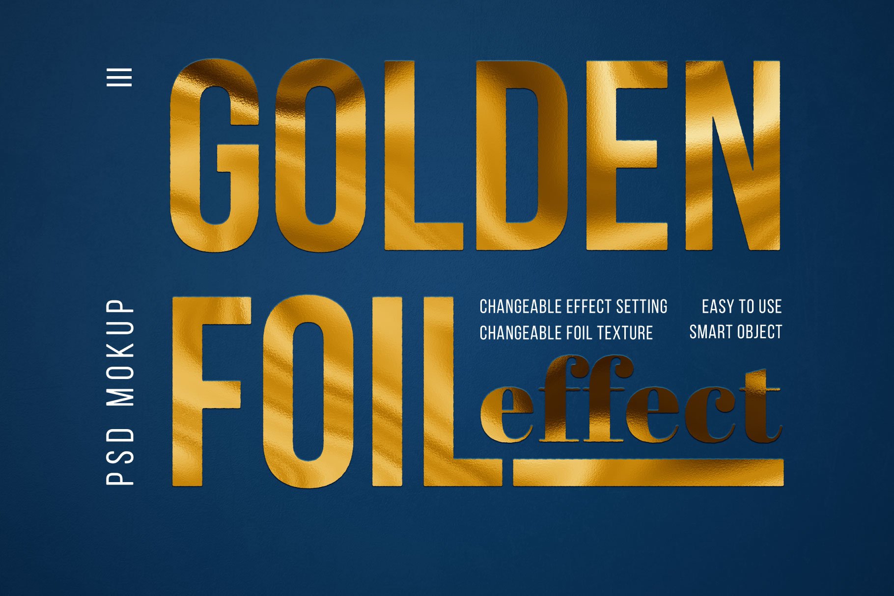 金色箔纸效果标志徽标样机模板 golden foil effect mockup