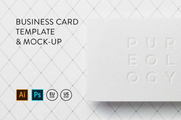 优雅凹印效果商务名片设计展示样机 Business card Template & Mockup 4