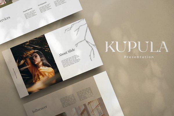 时尚潮流服装品牌VI设计演示文稿模板 Kupula – Fashion Powerpoint