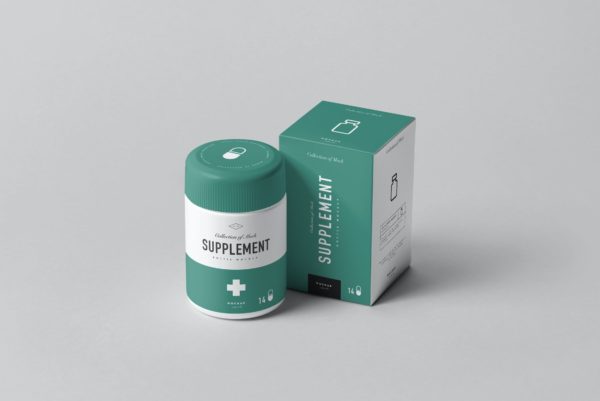 9款药瓶补充罐包装盒PSD样机 Supplement Jar & Box Mockup 3