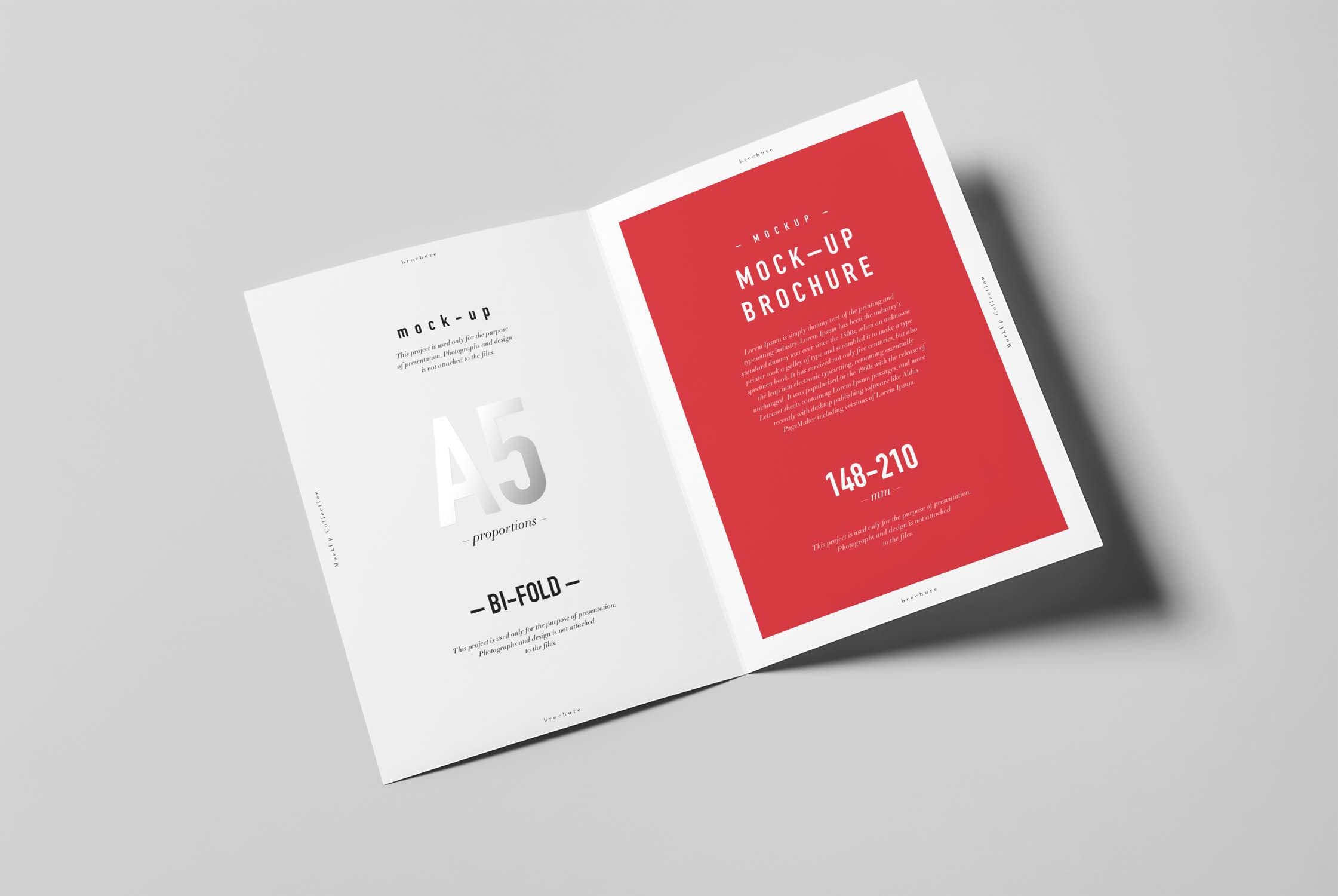 8款两折页小册子样机模板 bi-fold a5 brochure mockup