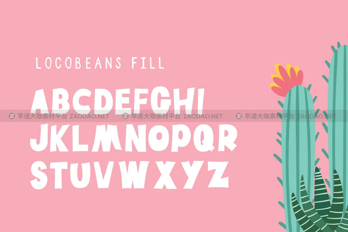 神话般卡通轮廓英文字体 Locobeans Font Duo插图3