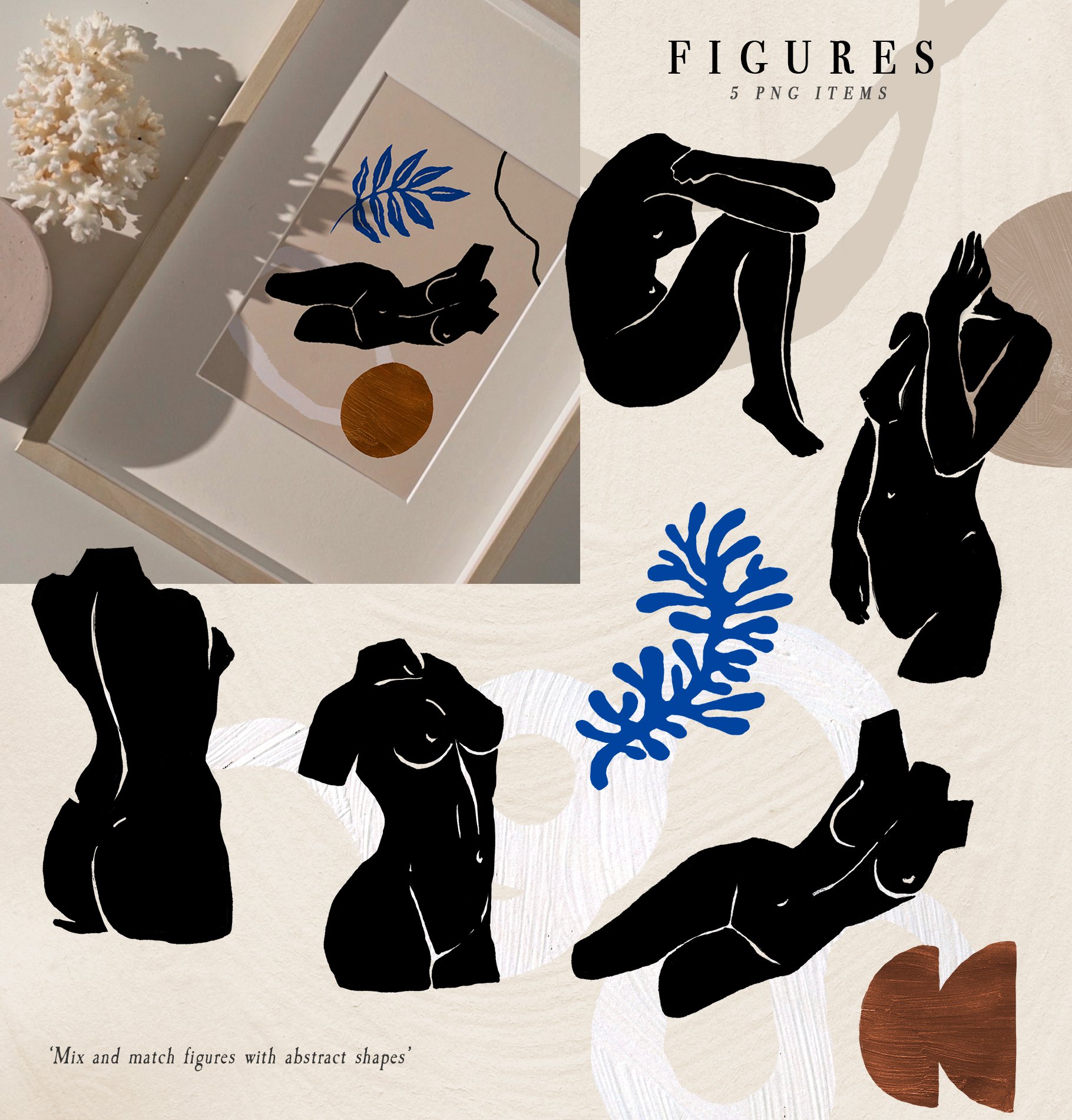 抽象女性人物剪影艺术线条图形设计素材 ode to a woman postcard set