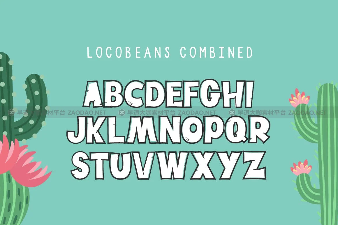 神话般卡通轮廓英文字体 Locobeans Font Duo插图4