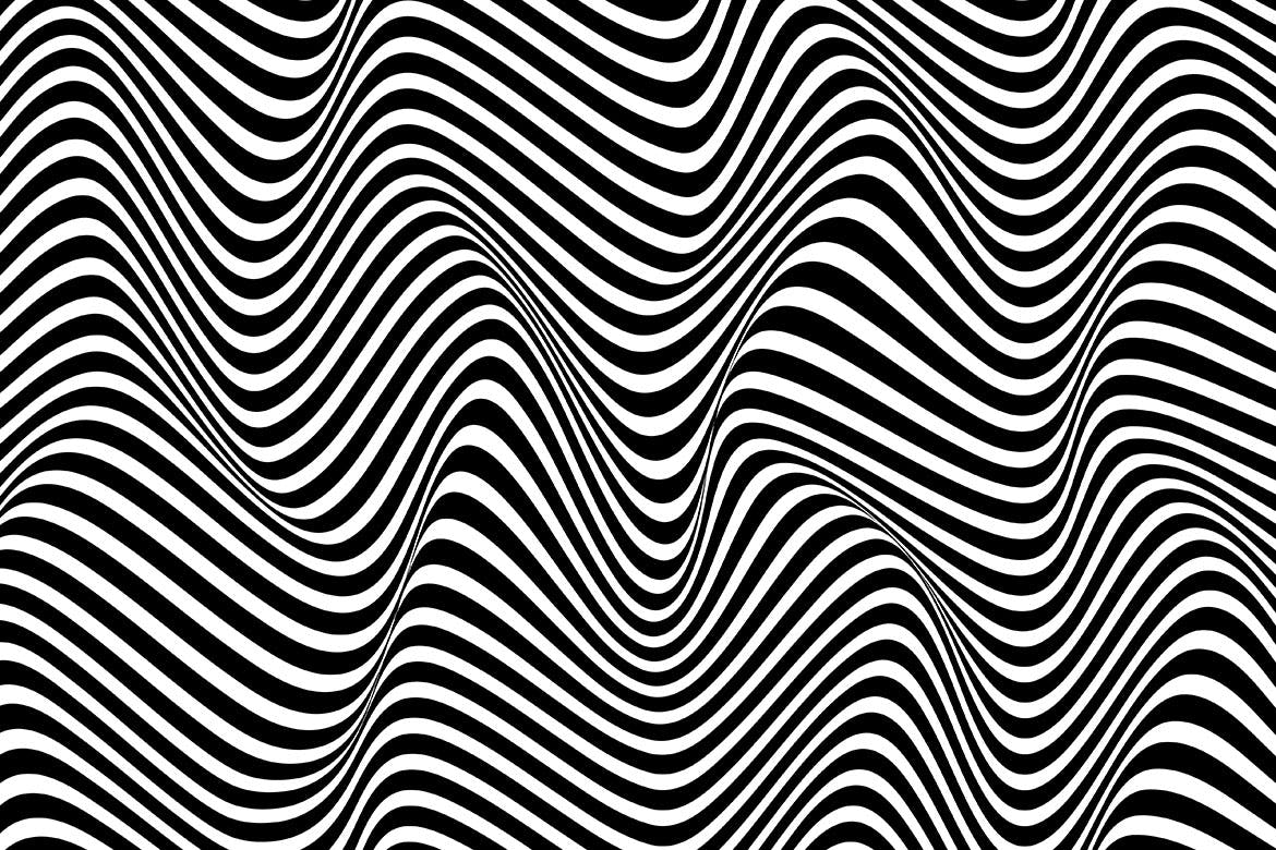 10款黑白条纹波形矢量背景纹理 black and white striped waves