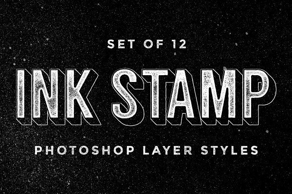12款粗糙污渍印章效果PS图层样式 Ink Stamp Photoshop Layer Styles
