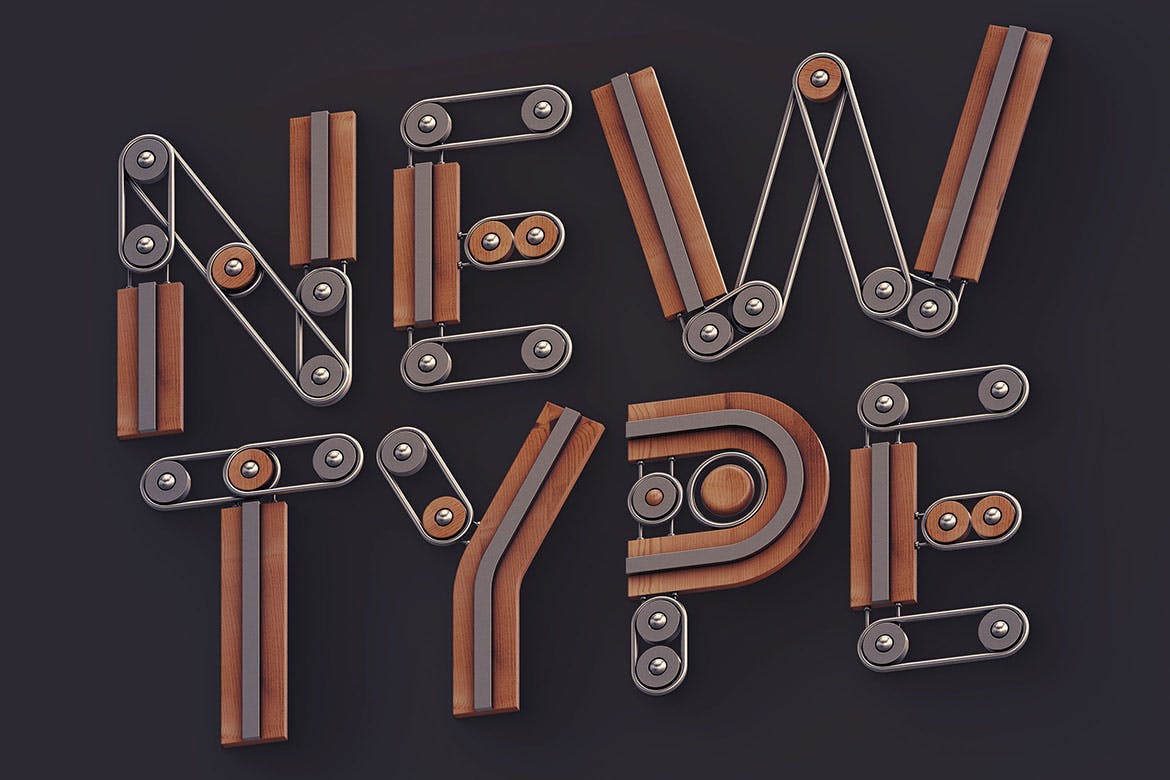 逼真高清3d艺术蒸汽朋克风字母设计png素材 creator – 3d lettering