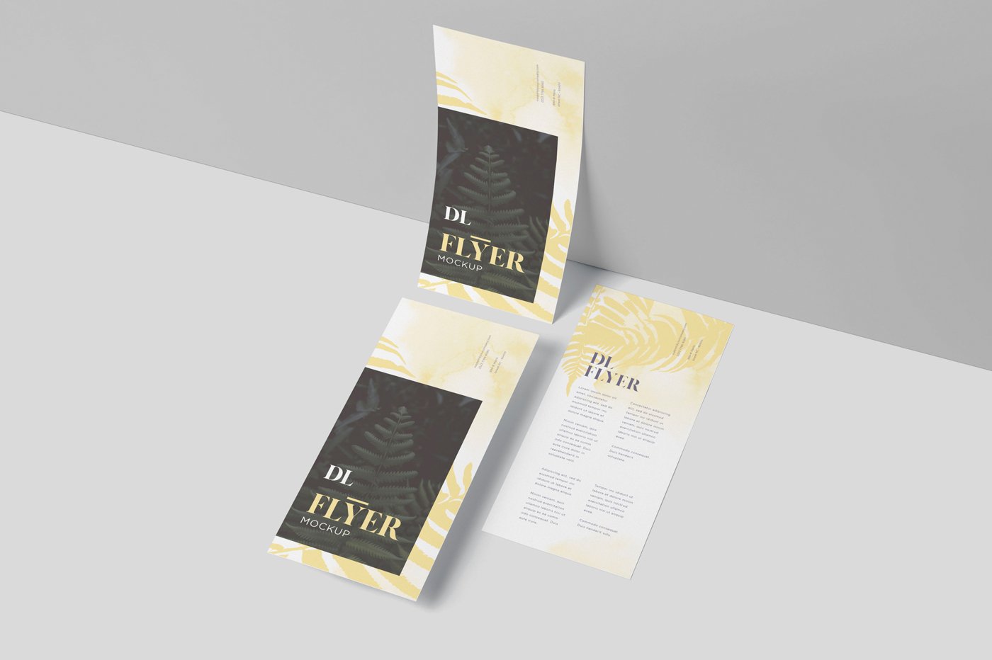 竖版宣传单页卡片样机模板 dl size vertical flyer mockups