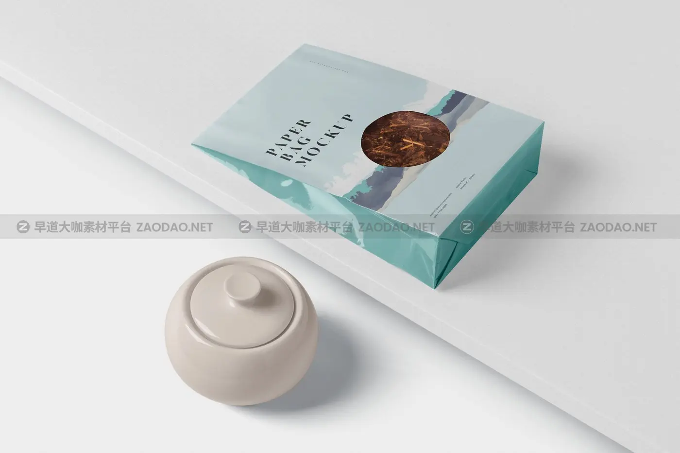 咖啡茶叶纸袋设计PSD样机模板 Paper Bag Mockup插图3