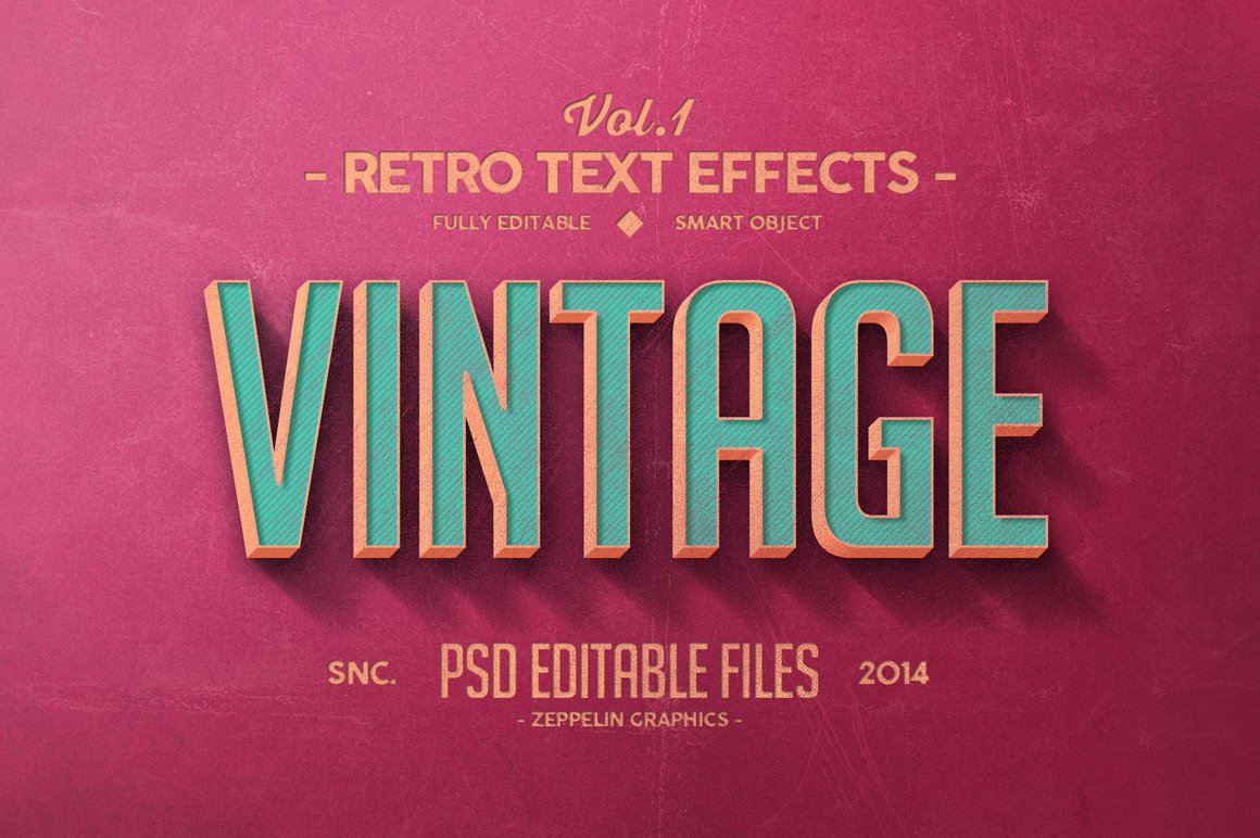 10款复古3d立体文字图层样式vintage Text Effects Vol 1 早道大咖 10款复古3d立体文字图层样式vintage Text Effects Vol 1 早道大咖