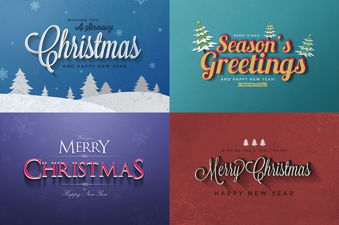 10款立体圣诞节主题文字标题ps图层样式christmas Text Effects Vol 1 早道大咖