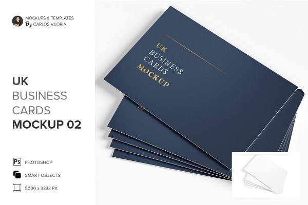 商务个人名片卡片样机模板 UK Business Cards Mockup 02