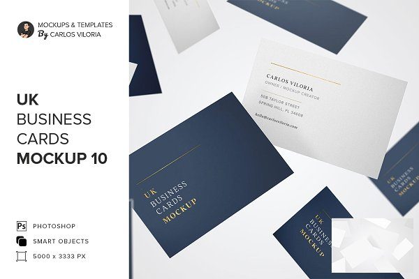 简约商务个人名片卡片样机模板 UK Business Cards Mockup 10