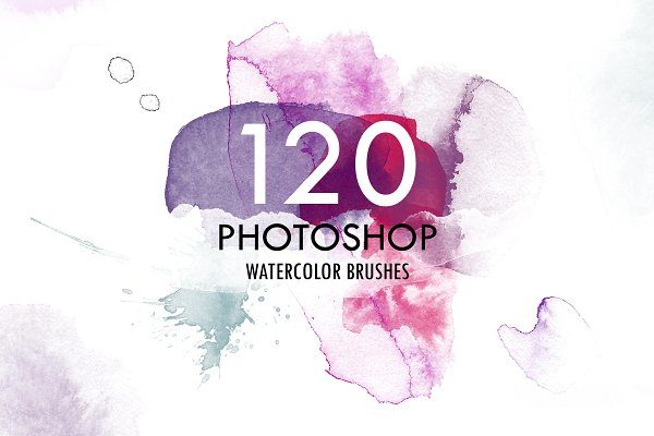 120款手绘水彩纹理PS笔刷素材 120 Watercolor PS Brushes
