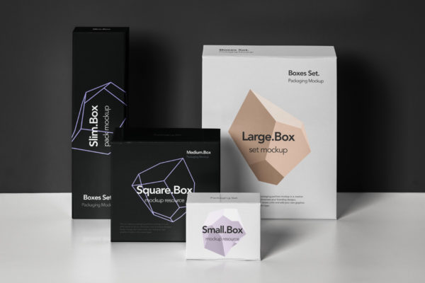 产品包装纸盒套装设计展示样机PSD模板 Psd Boxes Packaging Pack Mockup 5