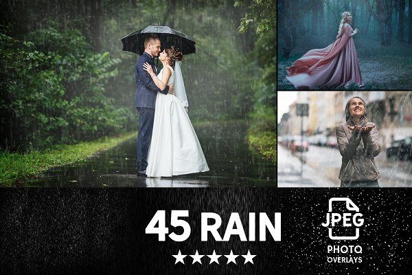 45张高清下雨照片叠加JPG图片素材 45 Rain Photo Overlays