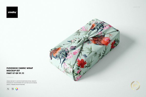 包裹纺织面料布料印花设计展示样机合集 Furoshiki Fabric Wrap Mockup Set