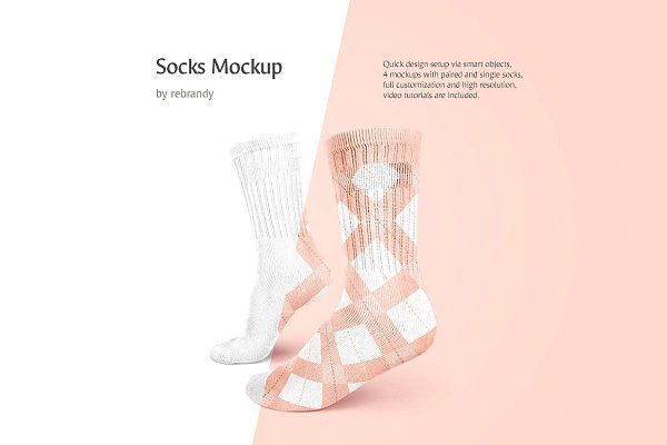 长筒袜子印花设计展示样机模板 Socks Mockup