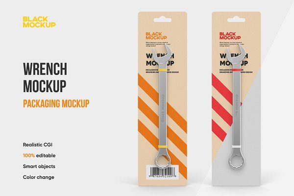 扳手包装设计展示样机模板 Wrench Mockup