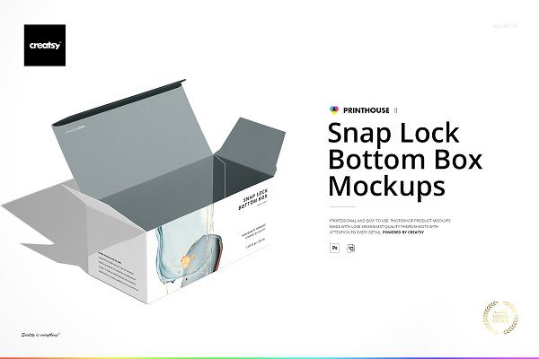 长矩形产品包装卡扣锁底纸盒样机集 Snap Lock Bottom Box Mockup Set